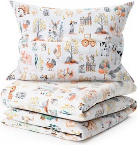 Bavlnené obliečky do postieľky HAPPY FARM biele Rozmer obliečky: 45 x 65 cm | 90 x 135 cm