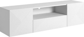 Závesný TV stolík Asha 167 cm s otvorenou policou - biely mat