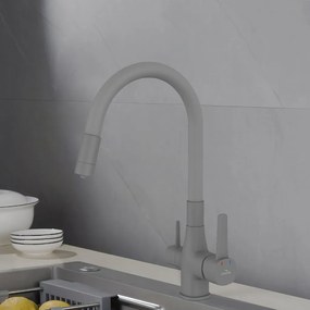 Invena Magic, stojanková drezová batéria s flexibilným ramenom a filtrom na pitnú vodu, šedá matná, INV-BZ-02-F05-V