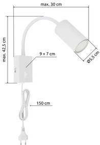 Globo 57911WW - Flexibilná nástenná lampa ROBBY 1xGU10/25W/230V biela