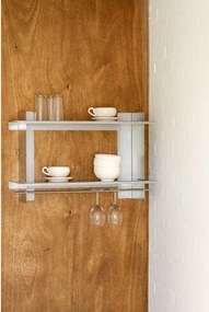 Poschodová kovová polica v striebornej farbe 70 cm Tivo – noo.ma