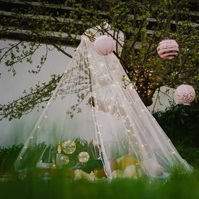 DECOLED LED světelný řetěz 100 m, teple bílá s FLASH, 1000 diod, bílý kabel, IP67, Easy Fix