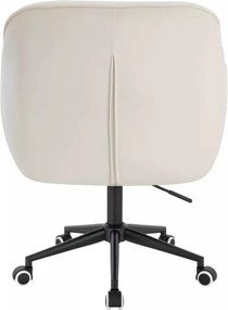 LuxuryForm DESIGN Stolička AVOLA VELUR na čiernej podstave s kolieskami - biela