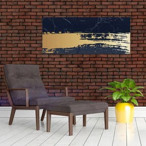 Obraz - Modrá a zlatá abstrakcia N⁰2 (120x50 cm)