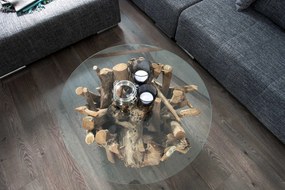 Štýlový konferenčný stolík Trim 50 cm teak - sklo