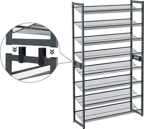 8-úrovňový stojan na topánky, botník, stohovateľný, šedý