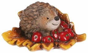 Ježko s červenými bobuľami na liste, keramika, 10 x 15 x 8 cm