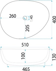 Rea Vanila, umývadlo na dosku 510x400x130 mm, biela lesklá, REA-U8422