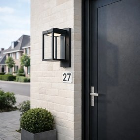 Vonkajšia nástenná lampa čierna vrátane LED a senzoru súmraku - Ferdinand