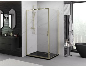 Mexen Exo, výklopný sprchový kút 90 x 80 cm, číre sklo, zlatá, 8181-090-080-50-00