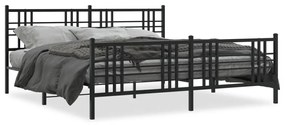 Kovový rám postele s čelom a podnožkou čierny 193x203 cm 376348