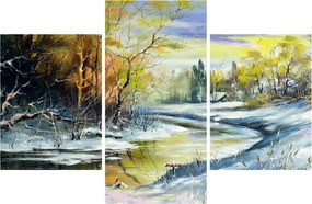 Obraz zimnej rieky, olejomaľba (90x60 cm)