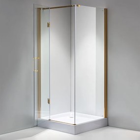BPS-koupelny Štvorcový sprchový kút KZ1390A GL 80x80 zlatá/transparent - bez vaničky