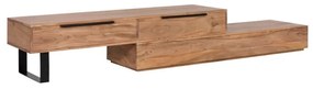 furniture-nabytek.cz - Masívny TV stolík Auckland z akácie a kovu, lakovaný, hnedý – 155×45×40 cm