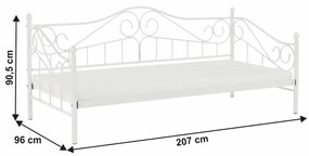 Kovová jednolôžková posteľ s roštom Daina 90x200 cm - biela