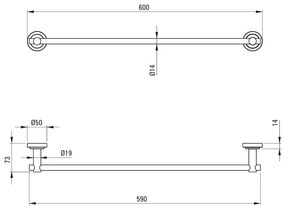 Deante Temisto, 1-radový vešiak na uterák 60cm, čierna matná, DEA-ADT_N621