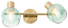 Art Deco reflektor zlatý so zeleným sklom 2-svetlo - Vidro