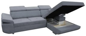 Rozkladacia rohová sedacia súprava CASTELO do tvaru L s úložným priestorom, pravá, tmavosivá