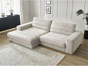 Béžová zamatová rohová pohovka (ľavý roh/s leňoškou) Sierra – Bobochic Paris