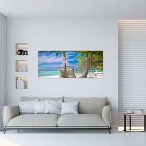 Obraz - Hojdacia sieť na pláži (120x50 cm)