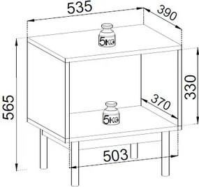 Nočný stolík / skrinka Japandi, béžový kašmír