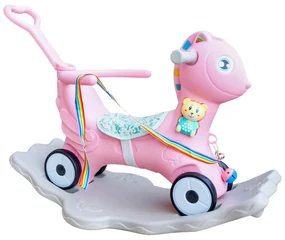 Aga4Kids Plastový hojdací koník 2v1 DS3803 Ružový