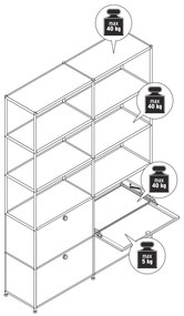 Vysoká kovová skrinka »CN3« so 4 výklopnými priečinkami, biela