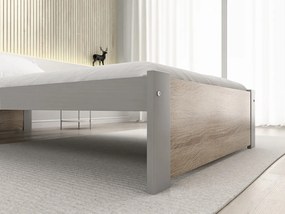 Posteľ IKAROS 90 x 200 cm, dub sonoma/sivá Rošt: S latkovým roštom, Matrac: Matrac COCO MAXI 20 cm