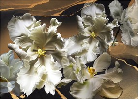 Obraz - Kvety orchideí na mramorovom pozadí (70x50 cm)
