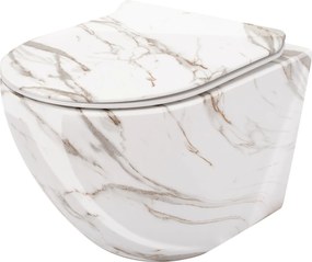 Rea Carlos Slim Lava Shiny, závesná WC misa Rimless 49,5x37x35,5 cm, imitácia kameňa, REA-C0536