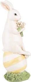 Dekorácia králik s tulipánmi sediacimi na vajíčku - 7*7*19 cm