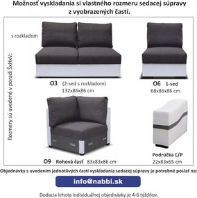 Rohová sedačka U s rozkladom Oregon L - biela / sivá