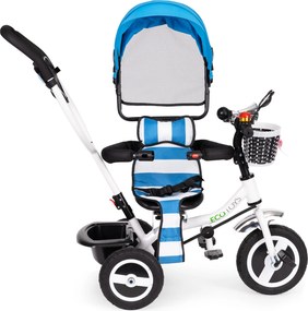 ECOTOYS detský trojkolový bicykel otočné sedadlo 360° odnímateľná strieška, gumené kolesá