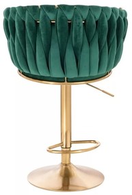 LuxuryForm DESIGN Barová stolička NORDEN VELUR na zlatom tanieri - zelená