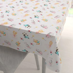 Biante Detský bavlnený obdĺžnikový obrus Sandra SA-671 Zvieratká baletky na bielom 50x100 cm