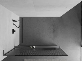 Mexen Kioto+ L, sprchová zástena Walk-In s poličkou a vešiakom 70 x 200 cm, 8mm sklo s rebrovým vzorom, grafitový profil, 800-070-123-66-09