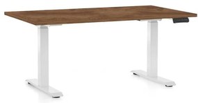 Výškovo nastaviteľný stôl OfficeTech D, 140 x 80 cm, biela podnož, dub silverjack