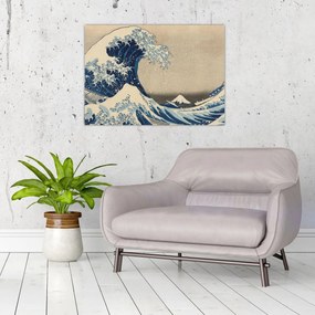 Sklenený obraz - Katsushika Hokusai, Under the Wave off Kanagawa, reprodukcia (70x50 cm)