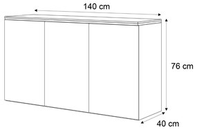 ZÁVESNÁ KOMODA NESSIE KAŠMÍR + ZLATÁ 140 cm