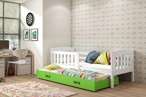 Interbeds Jednolôžková posteľ Kubus3 Biela pre teenagerov 200x90 s matracom, rozkladacia - zelená