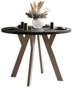 OKRÚHLY ROZKLADACÍ JEDÁLENSKÝ STÔL EWALD ČIERNY MATNÝ + KAŠMÍROVÉ NOHY 100/140 cm