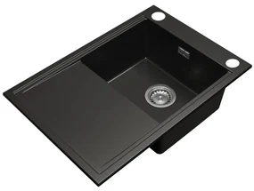 Gamma Design 7050, 1-komorový granitový drez 700x480x205 mm, čierna, GMA-ZLE000129