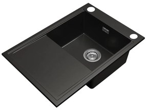 Gamma Design 7050, 1-komorový granitový drez 700x480x205 mm, čierna, GMA-ZLE000129