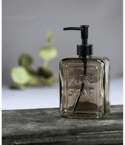 Sivý sklenený dávkovač na mydlo Wenko Pure Soap