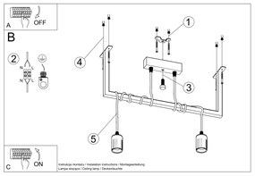 Závesné svietidlo Salamanca 2, čierne telo svietidla