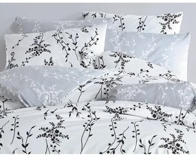BedTex Bavlnené obliečky Blumen sivá, 140 x 200 cm, 70 x 90 cm