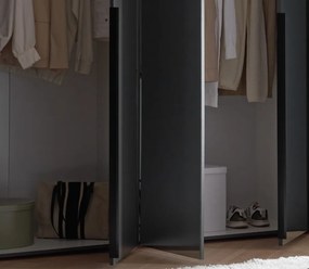 Šatníková skriňa so zrkadlami Kevo, 270 cm, grafitová
