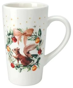 Vianočný porcelánový hrnček Veverkin veniec, 550 ml