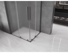 Mexen Velar L Duo, sprchový kút s posuvnými dverami 100 x 90 cm, 8mm sklo námraza, brúsený grafit, 871-100-090-02-33-66