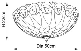Endon 64173 - Stropné svietidlo Tiffany HUTCHINSON 2xE27/60W/230V, priemer 50 cm